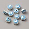 CCB Plastic Beads, with Double Side Enamel, Flat Round with Evil Eye, Sky Blue, 8x5mm, Hole: 1.5mm