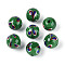 Handmade Lampwork Beads, Round & Phoenix Tail, Sea Green, 11.5~13mm, Hole: 1.2~2.5mm