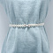 White Plastic Imitation Pearl Beaded Belly Chains, Alloy Crystal Rhinestone Buckle Waist Belts, Platinum, Bowknot, 650mm