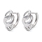 Brass Nuggets Hoop Earrings for Women, Real Platinum Plated, 10x15.5mm