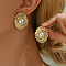 Stylish 201 Stainless Steel Vortex Spiral Stud Earrings, with Imitation Pearl, Golden, 33x26mm