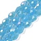 Opaque Solid Color Electroplate Glass Beads Strands, AB Color Plated, Faceted, Teardrop, Deep Sky Blue, 15x10mm, Hole: 1.6mm, about 46~48pcs/strand, 27.95 inch(71cm)
