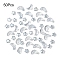 50Pcs 2 Styles Electroplate Glass Beads, Moon & Star, Light Steel Blue, 8~9x8~14x4~7mm, Hole: 0.9~1mm, about 25pcs/style