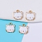 Alloy Enamel Pendants, Cat Charm, Golden, White, 15x13mm