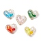 Glass Pendants, Heart, with ABS Plastic Imitation Pearl & Brass Linking Rings, Facted, Mixed Color, 18.5~19x21x10mm