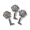 Angel Brass Natural Grey Agate Pendants, with Jump Ring, Antique Silver, 38x19.5x7.5~9.5mm, Hole: 2x6.5mm