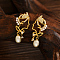Vintage S925 Silver Queen Pearl Pendant Earrings Set for Women