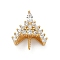 925 Sterling Silver Pave Clear Cubic Zirconia Crown Pendant Bails, for Half Drilled Beads, with 925 Stamp, Golden, 13x11.5x5.5mm, Hole: 3x2mm, Pin: 5x1mm