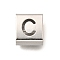Letter Style 304 Stainless Steel Square Slide Charms, Letter C, 9x8x4mm, Hole: 3.5x8.5mm