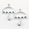 Rack Plating Alloy Open Back Bezel Pendants, For DIY UV Resin, Epoxy Resin, Pressed Flower Jewelry, Hollow, Umbrella, Cadmium Free & Nickel Free & Lead Free, Silver Color Plated, 42.8x31.8x3.5mm, Hole: 3mm