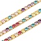 925 Sterling Silver Colorful Cubic Zirconia Chains, for Tennis Bracelets Necklaces Making, for Tennis Bracelets Necklaces Making, Real 18K Gold Plated, 3x3mm