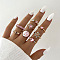 Alloy Rhinestone and Enamel Cuff Rings & Finger Rings Set, Mixed Shapes, Pink, 18~19mm