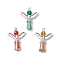 3Pcs Glass Pendants, Cone Shape Angel Charms, with Alloy Wings & Iron Loop, Faceted, Mixed Color, 29.5~30.5x23.5x7.5~8mm, Hole: 2~2.5mm