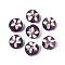 Handmade Lampwork Beads, Flat Round with Flower Pattern, Rosy Brown, 14~15x10~12mm, Hole: 0.8~1.2mm