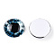Glass Cabochons, Half Round with Eye, Steel Blue, 20x6.5mm