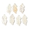 Natural Freshwater Shell Carved Pendants, Leaf Charms, Antique White, 42.5x18.5x1.5~3.5mm, Hole: 3mm