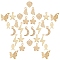 32Pcs 8 Style Brass Charms, Flower & Star & Foot & Lightning & Moon & Heart & Butterfly & Fish, Real 24K Gold Plated, 4pcs/style