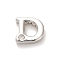 Rack Plating Brass Cubic Zirconia Beads, for Personalized Name Necklaces Making, Long-Lasting Plated, Lead Free & Cadmium Free, Alphabet, Letter D, 12x13.5x4.8mm, Hole: 2.7mm
