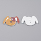 2穴子犬プリント木製ボタン  染め  漫画の犬の頭  ミックスカラー  23x33x2mm  穴：1.5mm X-WOOD-S037-039-2
