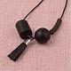 Tibetan Style Alloy Adjustable Leather Cord and Suede Cord Pendant Necklaces NJEW-K050-02B-2