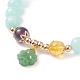 Braccialetto elasticizzato con perline rotonde in pietre preziose con ciondoli a trifoglio di vetro da donna BJEW-JB09091-5