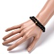 Natural Ebony Wood & Synthetic Black Stone Round Beads Stretch Bracelets Set BJEW-JB07094-3