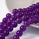 Fili di perle di vetro rotonde imitazione giada verniciate a spruzzo di colore viola scuro X-DGLA-S076-8mm-37-1