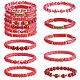 8Pcs 8 Style Natural Red Agate & Glass & Polymer Clay Heishi Surfer Stretch Bracelets Set BJEW-SW00083-1