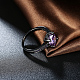 トレンディな真鍮ガラスラインストーンの指輪  ラウンド  サイズ8  パープル  ガンメタ色  18.1mm RJEW-BB18915-8-6