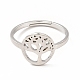304 Stainless Steel Tree of Life Adjustable Ring for Women RJEW-B027-26P-2