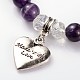 For Valentine's Day Heart with Made with Love Natural Gemstone Beaded Stretch Charm Bracelets BJEW-JB01837-04-2