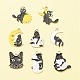 8個8スタイルアロイエナメルペンダント  猫のチャーム  猫の形  23~30x17~27.5x1~1.5mm  穴：2~2.5mm  1個/スタイル ENAM-FS0001-61-1