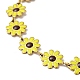 Collier chaîne à maillons fleur de marguerite en émail jaune NJEW-C037-01G-3