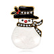 Épingle en émail bonhomme de neige de Noël avec strass XMAS-PW0001-267A-1