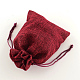 ポリエステル模造黄麻布包装袋巾着袋  暗赤色  18x13cm ABAG-R004-18x13cm-06-2