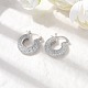 Латунные плоские круглые серьги-кольца с микропаве из прозрачных кубических цирконий EJEW-K318-04B-P-2