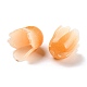 4-花びら不透明なアクリルビーズキャップ  オレンジ色の花  オープンカフローズ  ライトサーモン  12~13x11~13x12~13mm  穴：1.2mm X-SACR-D007-08A-3