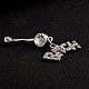 Joyería piercing chapada en platino anillo de ombligo de circonio cúbico de latón anillo de ombligo anillos de vientre AJEW-EE0001-07-3