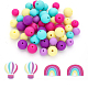 CHGCRAFT 52Pcs 10Styles Silicone Beads Round Rainbow Hot Air Balloon Silicone Loose Spacer Beads Charms for DIY Necklace Bracelet Earrings Crafts Jewelry Making SIL-CA0001-30-1