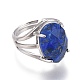 Adjustable Faceted Natural Lapis Lazuli Finger Rings RJEW-I068-B06-1-2