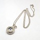 Styles mélangés ronde en alliage collier pendentif montres de poche à quartz plats WACH-M033-M-2