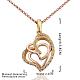 Unique Real 18K Gold Plated Eco-Friendly Tin Alloy Czech Rhinestone Heart To Heart Pendant Necklaces For Women NJEW-BB13884-6
