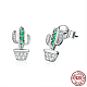 Rhodium Plated 925 Sterling Silver Cubic Zirconia Stud Earrings EJEW-FF0010-08P-2