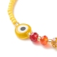 Bracelet de perles tressées au chalumeau plat rond mauvais œil BJEW-JB07234-02-5