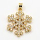 CZ Christmas Jewelry Brass Micro Pave Cubic Zirconia Snowflake Pendants ZIRC-M026-01-2