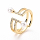 Double Line Cubic Zirconia Cuff Ring for Women RJEW-C004-13-RS-3