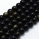 Chapelets de perles en obsidienne dorée naturelle G-I199-14-8mm-1