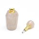 天然桜瑪瑙開閉式香水瓶ペンダント  真鍮のパーツとガラスのエッセンシャルオイルのボトル  29~33x14~15mm  穴：0.8mm  ガラス瓶容量：3ml（0.101液量オンス）  宝石の容量：1ml（0.03液量オンス） G-E556-02F-3