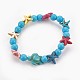 Bracelets extensibles pour enfants en perles synthétiques turquoise (teintes) BJEW-JB03889-01-1