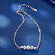 Braccialetti a maglie con perle imitazione argento sterling placcato rodio ZE3556-3